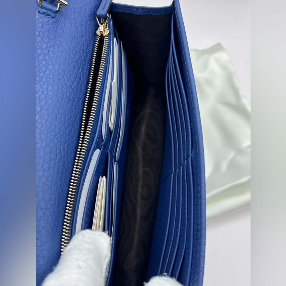 ❌SOLD❌NWT Gucci Dollar Calfskin Interlocking G Chain Wallet Bag Caspian Blue - Picture 9 of 13